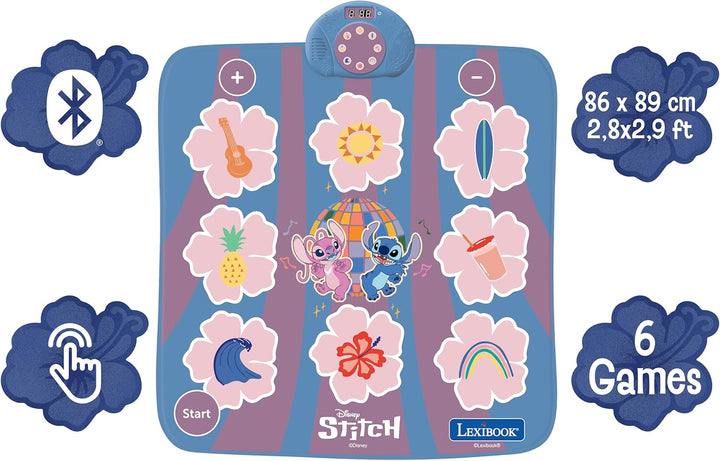 Lexibook, Disney Stitch, elektronischer Tanzteppich Stitch, Bluetooth und beleuchtet mit 6 Spielmodi