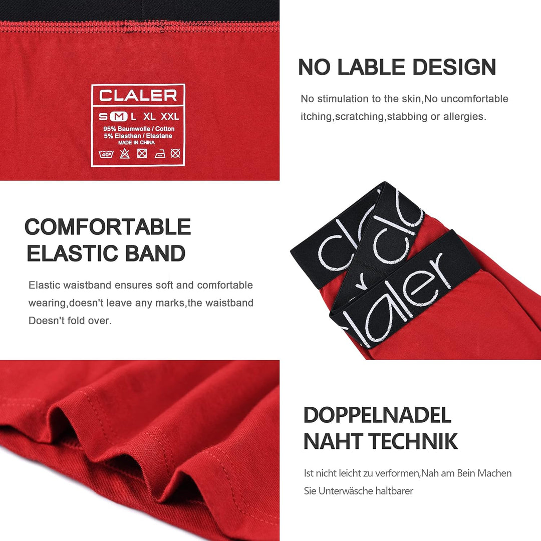 CLALER Boxershorts Herren 6er Pack Baumwolle Unterhosen Männer Retroshorts Bequeme und Atmungsaktive