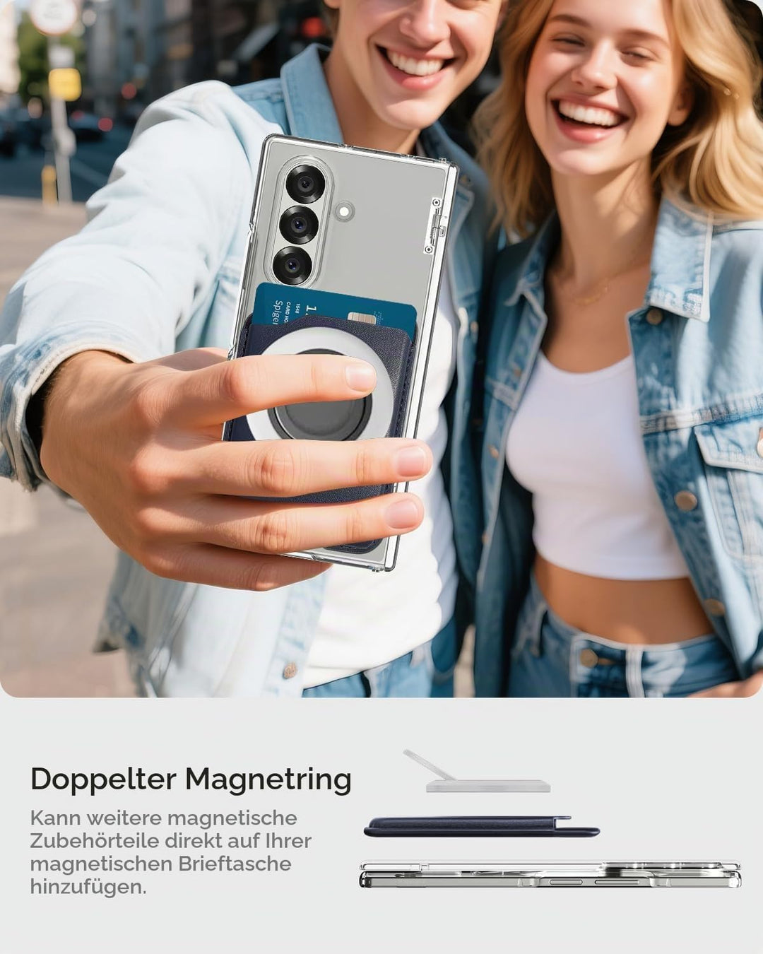 Miimall Kompatibel mit Samsung Galaxy Z Fold 7 Magnet Wallet, [Haltet 2-3 Karten] Dünn Leder Kartenh