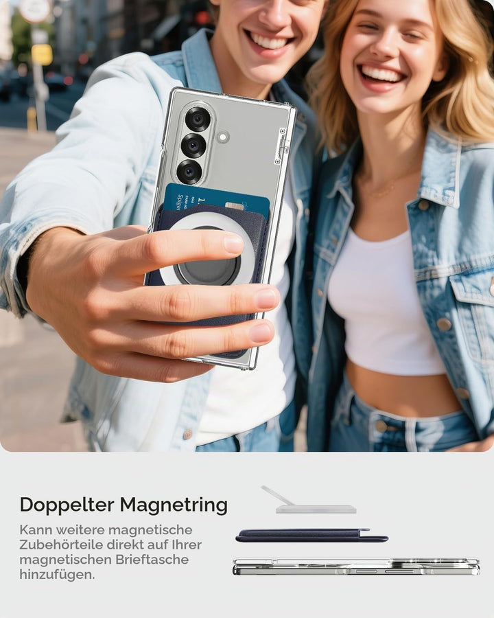 Miimall Kompatibel mit Samsung Galaxy Z Fold 7 Magnet Wallet, [Haltet 2-3 Karten] Dünn Leder Kartenh