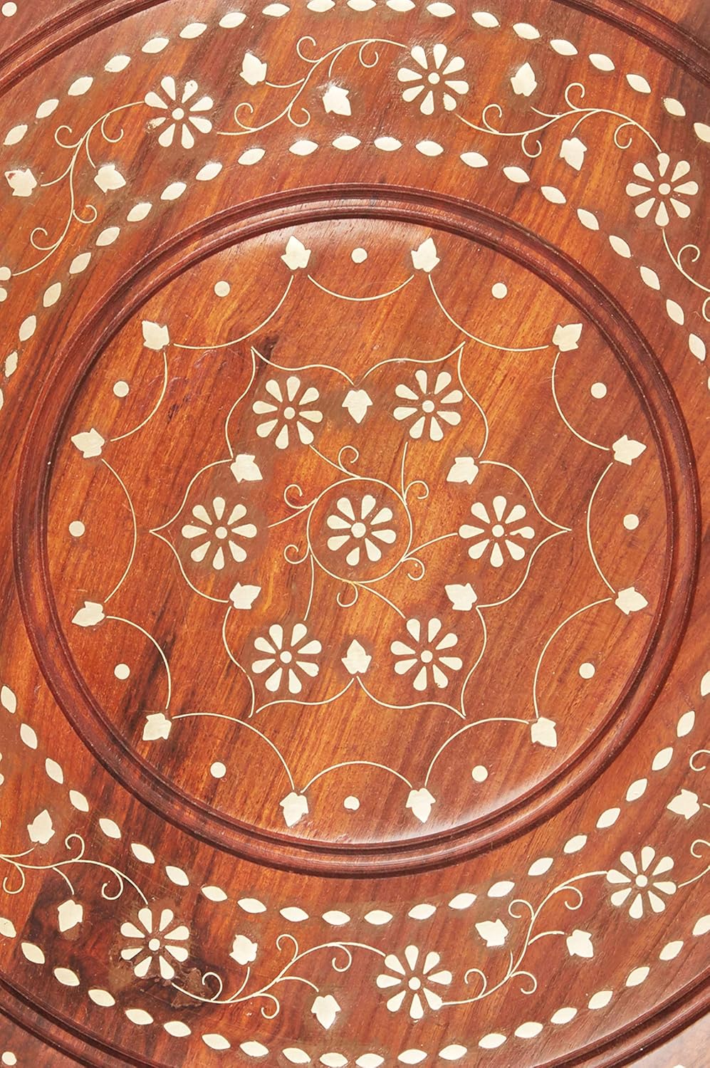 Marokkanischer Tisch Beistelltisch aus Holz Caglanur Braun ø 38cm gross rund | Orientalischer runder