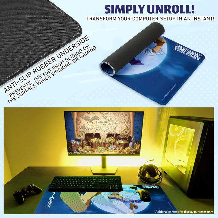 One Piece Mauspad XXL 80x35 cm, Schreibtischunterlage Gross, PC Mousepad Gaming rutschfest Schreibti