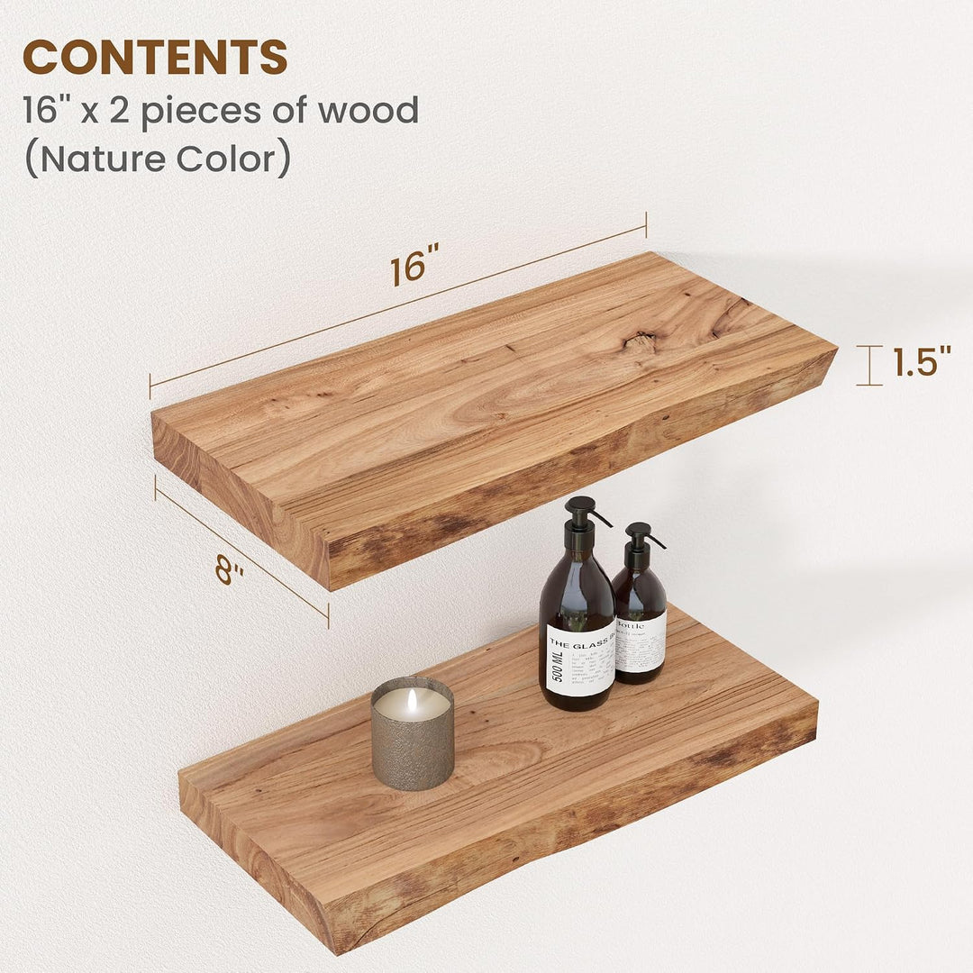 Wandregal als Wanddekoration, 2er Set, 40 cm Rustikale schweberegal Holz aus Massivem Ulmenholz mit