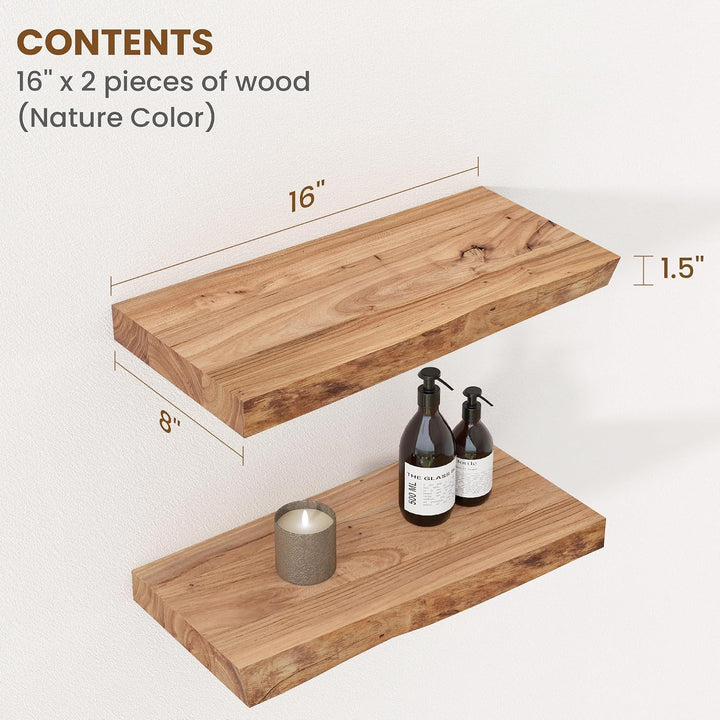 Wandregal als Wanddekoration, 2er Set, 40 cm Rustikale schweberegal Holz aus Massivem Ulmenholz mit