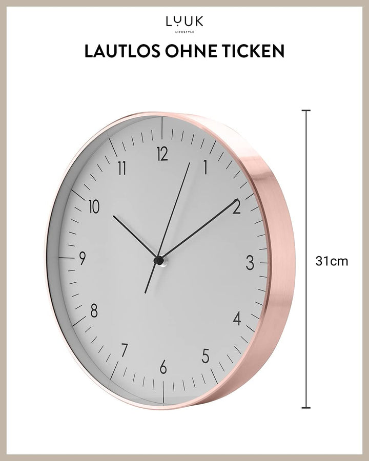 LUUK LIFESTYLE Grosse Quarz Wanduhr in nordischem Design, Küche, Kinderzimmer, Wohnzimmer, Diele, ge