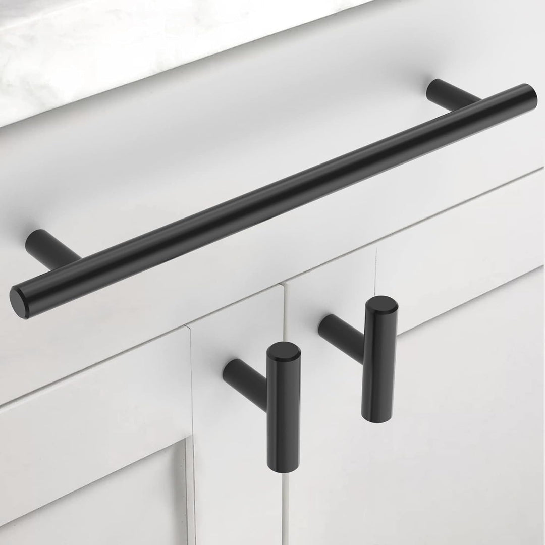 Amerdeco 10 Stück Möbelgriffe Edelstahl Schwarz 224mm Lochabstand Schrankgriffe für Küche, Schublade
