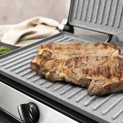 Cecotec Rock'nGrill 2400 UltraRapid Elektrogrill. 2400 W, RockStone-Steinverkleidung, 180º-Öffnung u