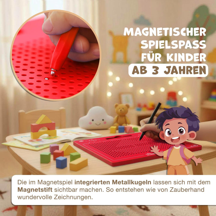 TollesfürKinder Magnetspiel für Kinder - Magnet Zaubertafel mit Kugeln und Stift - Tolle Beschäftigu