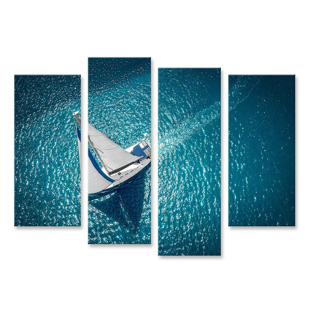 islandburner Bild auf Leinwand Regatta Segelschiff Yachten Mit Weissen Segeln Auf Offener See Luftau