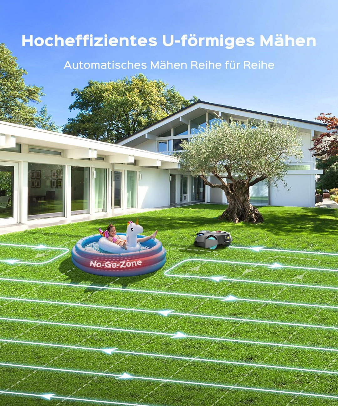 N1600PRO Mähroboter ohne Begrenzungskabel,RTK+KI Vision Rasenmäher Roboter,Max.1600 m²,U-förmiges Mä