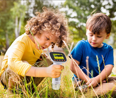 Koolertron Taschenmikroskop Kinder mit 2 Zoll LCD-Bildschirm, Handmikroskop Mikroskop für Kinder Erw