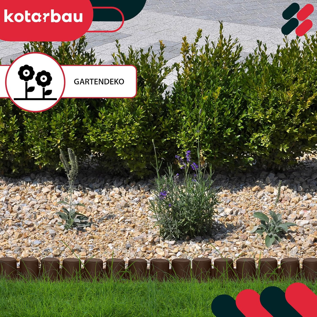 KOTARBAU® Garten-Palisade 60mm x 4,05m Braun zum Abgrenzen von Rasen und Gehwegen, Braun