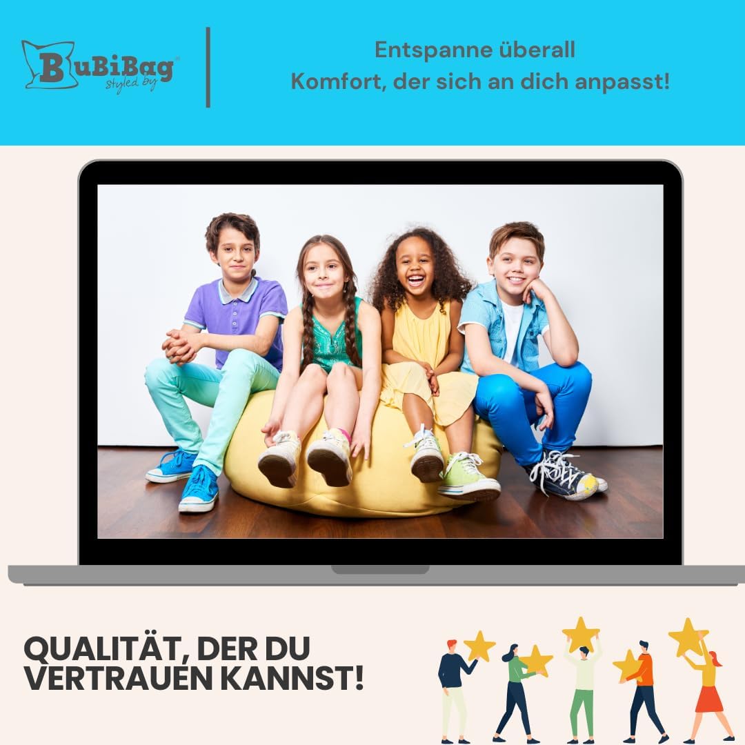 BuBiBag 2in1 Sitzsack L - XXL mit Füllung für Kinder & Erwachsene, Gaming Beanbag & Bodenkissen für