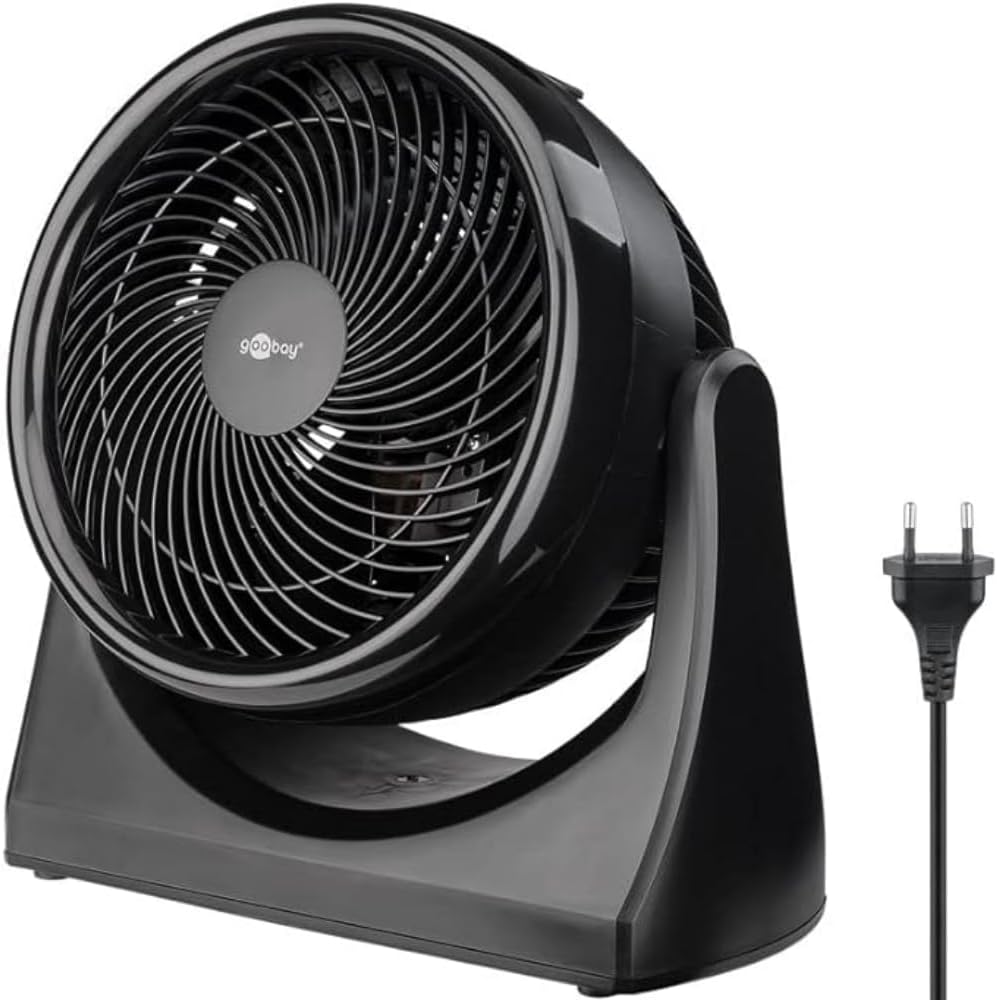 goobay 59516 Leistungsstarker Bodenventilator Ø 23 cm (9 Zoll) / Schwenkbare Oszillation / 30W Elekt