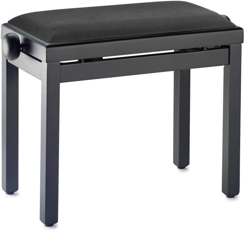 Stagg 21877 PB39 BKP SVBK Samt-Klavierbank (Höhenverstellbar: 49-59 cm, Sitz Abmessung: 55x32cm) sch