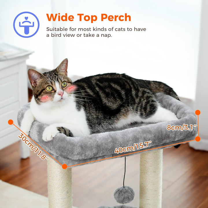 PAWZ Road Kleiner Katzenbaum, mehrstöckiger Katzenturm mit Sisal-überzogenem Kratzbaum, gemütlicher