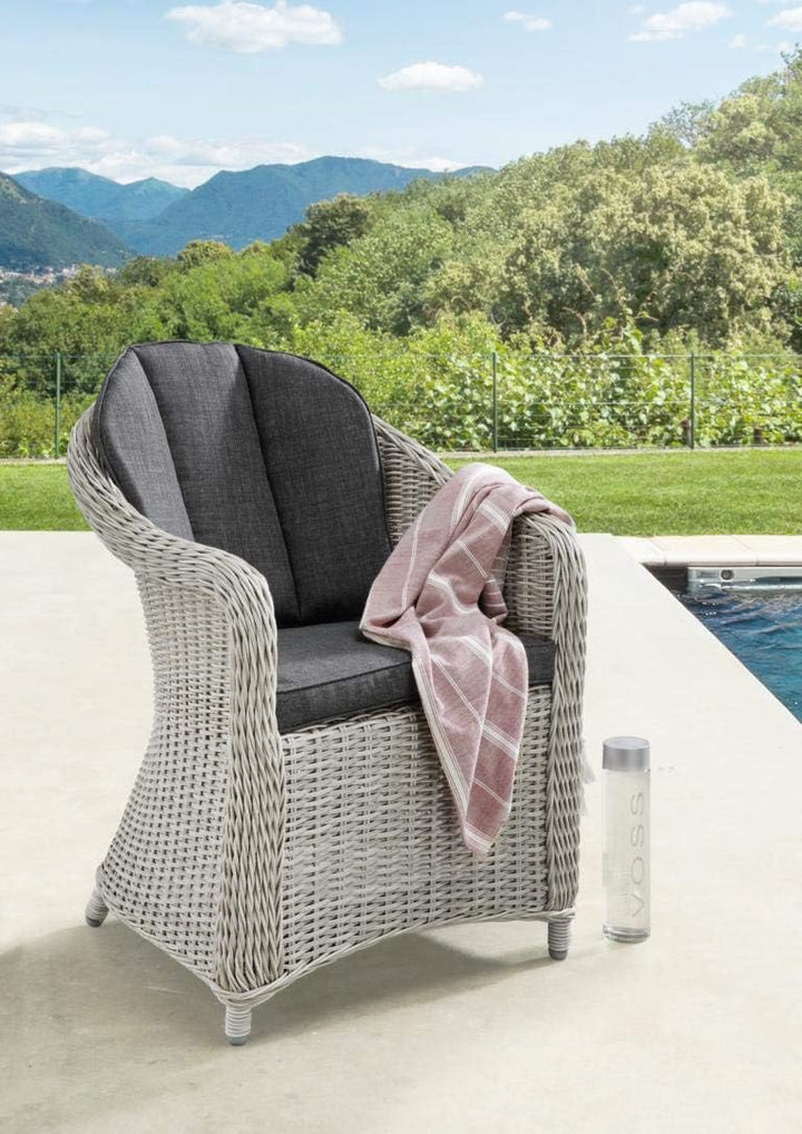 Destiny 2er Set Sessel Malaga II Vintage Weiss Geflechtsessel Polyrattan Gartensessel