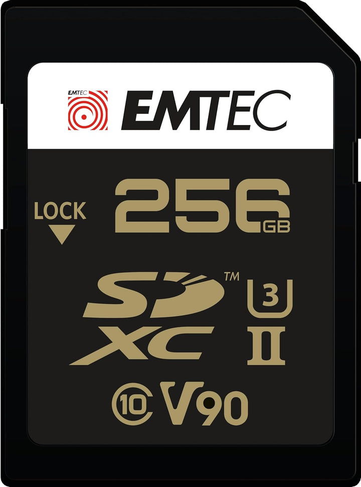 Emtec SpeedIN Pro+ SD-Speicherkarte 256GB, SDXC UHS-II U3 V90, Full HD, 3D, 4K, 8K UHD, Lesegeschwin