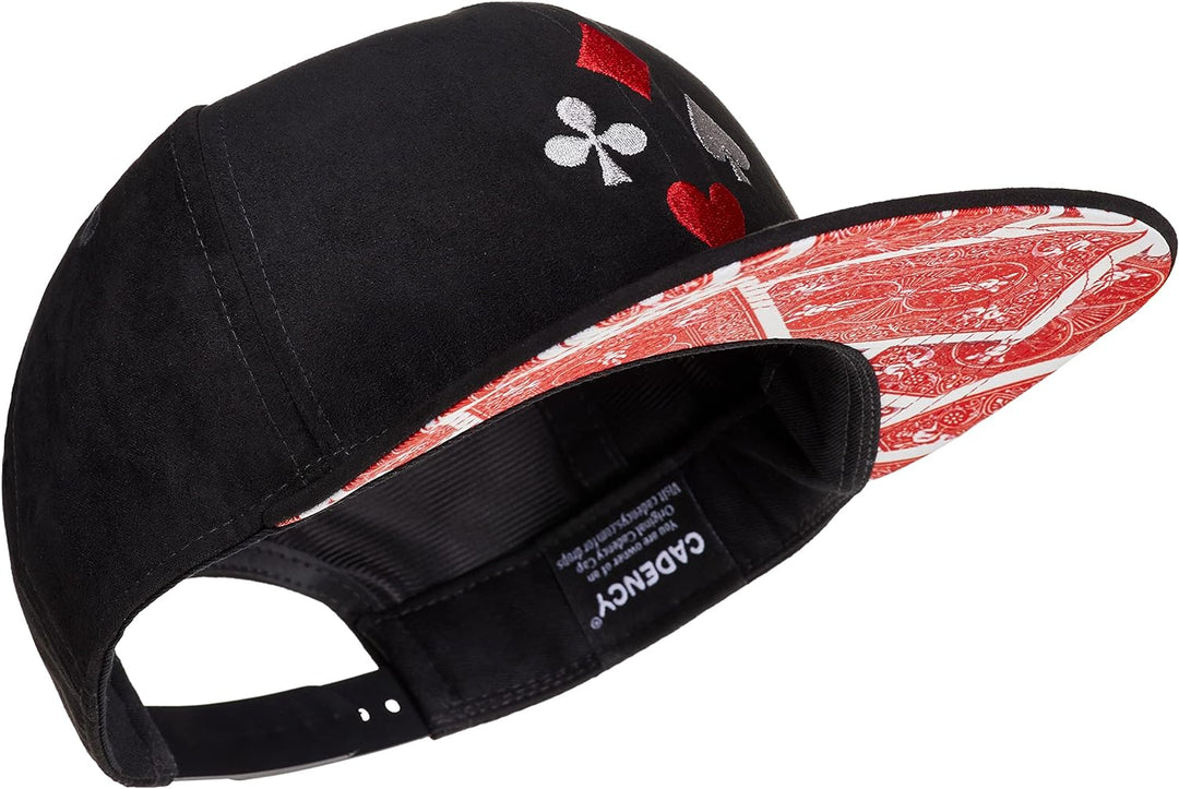 Cadency® Snapback Cap Poker, Damen und Herren, Schwarz, Unisex, Grössenverstellbar