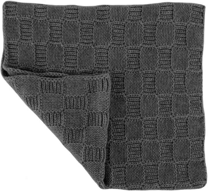 Love Cashmere Damen 100% Kaschmir-Schlauchschal mit Schachbrettmuster - Dunkelgrau - Handgefertigt i