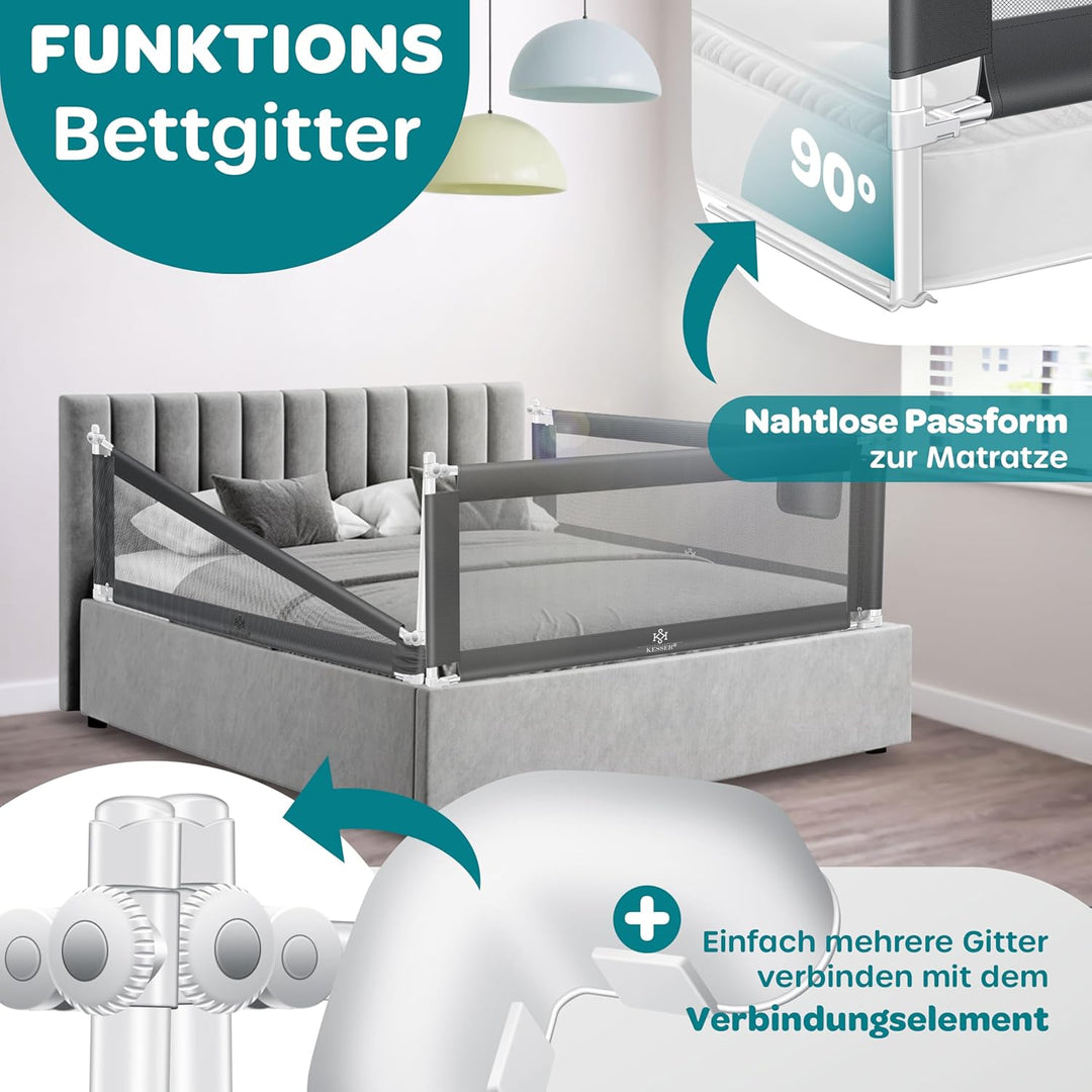 KESSER® Bettgitter 180cm Bettschutzgitter Kinderbettgitter für Kinder Babybettgitter Klappbar, Kinde