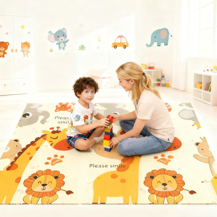 Soontrans Krabbelmatte Baby, Spielmatte Baby Faltbar, 200x180x1cm, Play Mat for Babies Doppelseitige