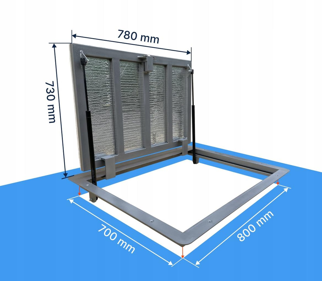 Bodenluke 70x80 cm für Keller &amp; Revisionsschacht Begehbare Schachtabdeckung mit stabilem Rahmen und