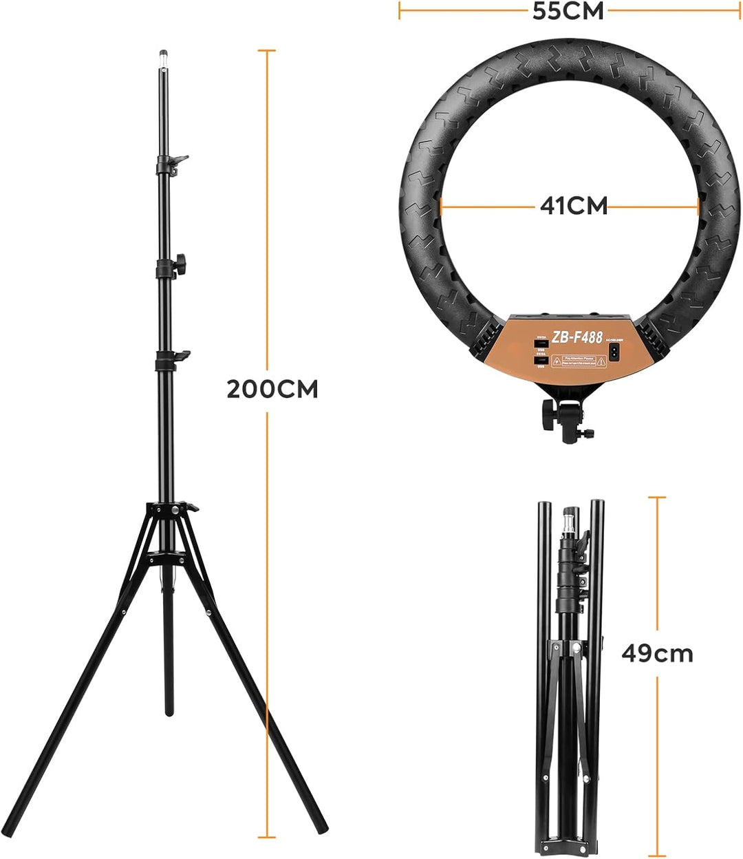22 Zoll LED Ring Licht 3200-6500K Beleuchtung Kit 600pcs LED Perlen mit Lichtständer & 3 Telefon Hal