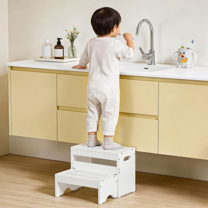 HOOBRO Kinderhocker Set, zweistufiger Tritthocker Kinder, Hocker Kinder, Küchenhelfer Turm, Kindersc