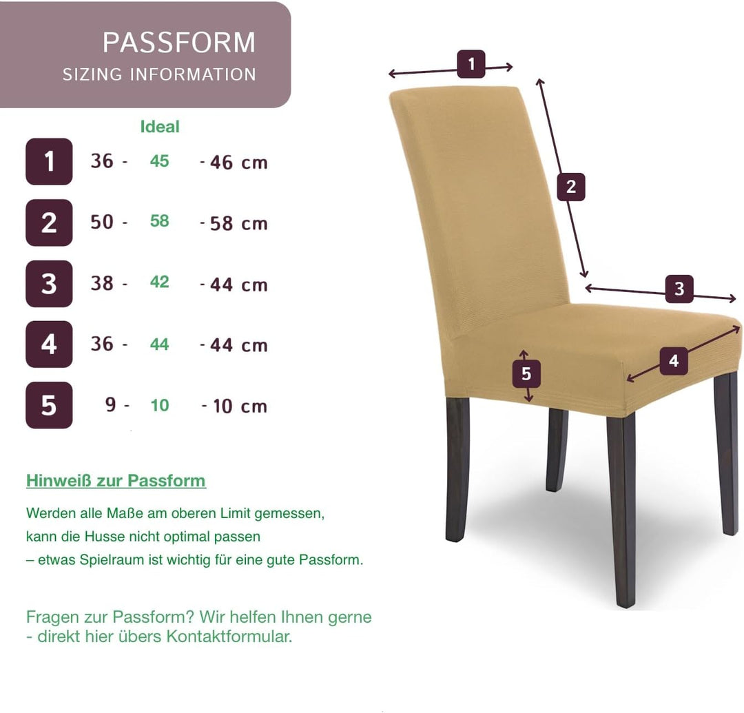 SCHEFFLER-Home Stuhlhussen Stretch Mia/Stretch Stuhlhussen Beige 4er Set/Microfaser Stuhl Bezug wasc