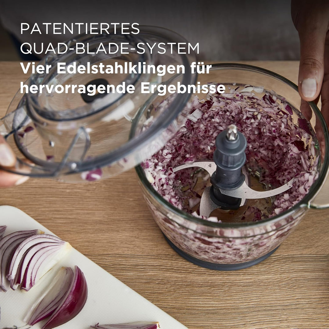 Kenwood EasyChop+ CHP62.400 SI Elektrischer Zerkleinerer mit Vierfach-Klingen aus Edelstahl, One-Tou