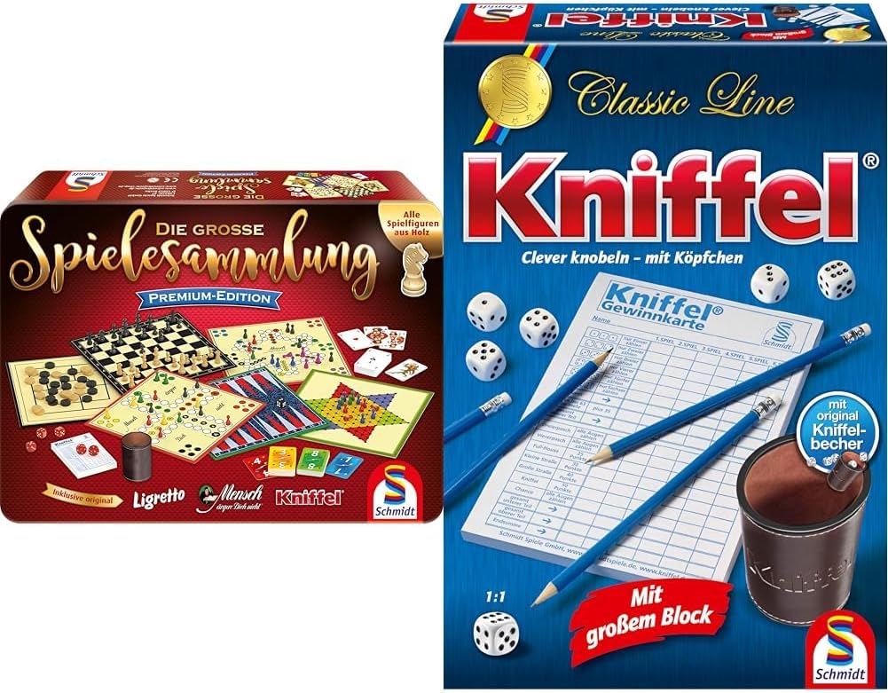 Schmidt Spiele 49197 Die grosse Spielesammlung Premium-Edition, in Einer Metallbox, Bunt & 49203 Kni