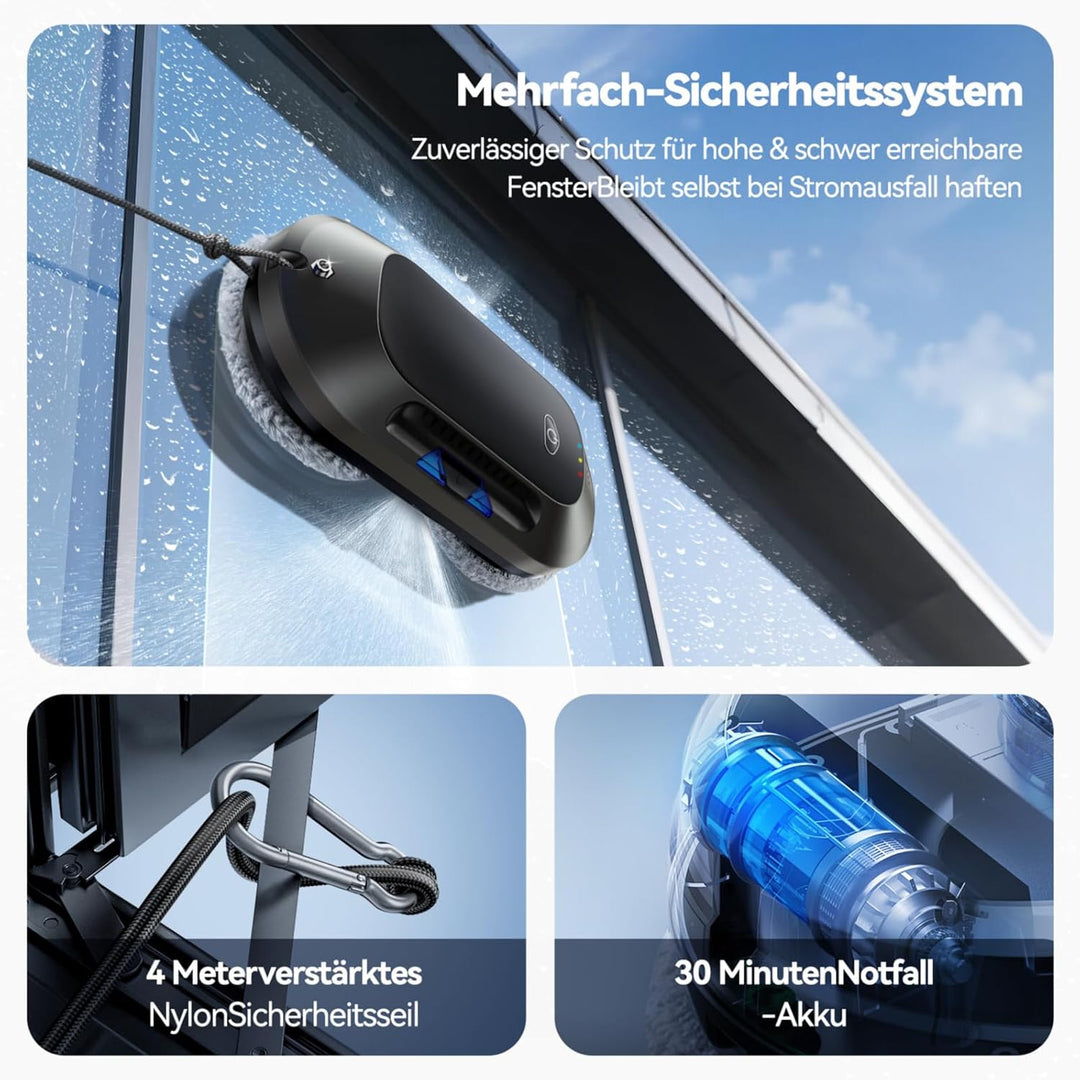 2026 Neu Fensterputzroboter mit Doppeldüsen-Sprühfunktion, 6000Pa Elektrischer Fensterroboter Für Fe