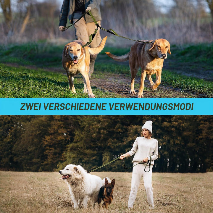 PetBonus Hundeleine Doppelleine für 2 Hunde, Keine Verwicklung Leine für 2 Hunde Gross, Verstellbar