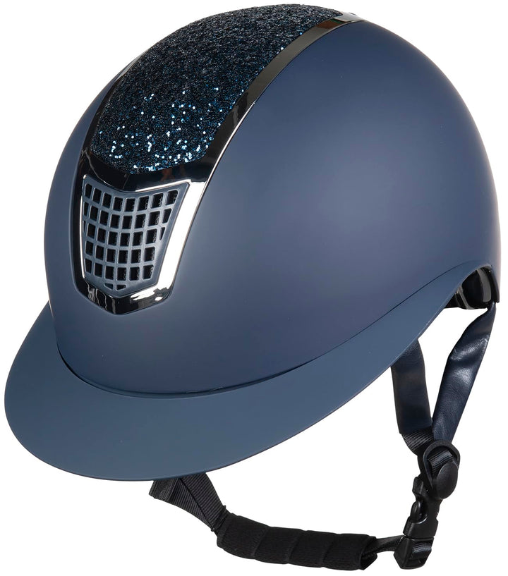 HKM Unisex ? Erwachsene Glamour Shield Reithelme, 6971 dunkelblau/Silber, 53-55 cm