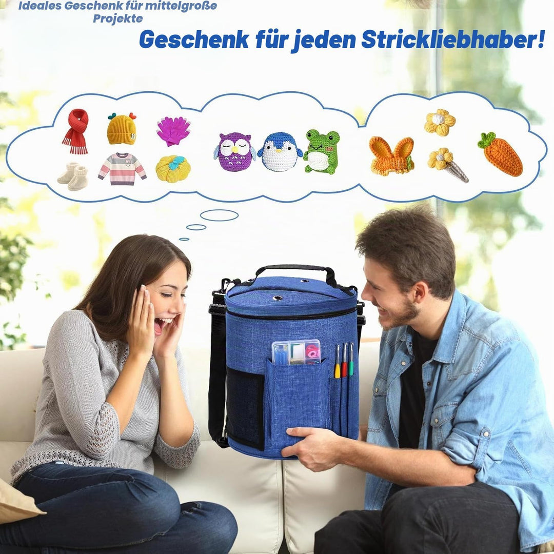 75 Farben Häkelwolle Set, Grosse Stricktasche, 20 Garnfarben, komplettes Set Mit Strickzubehör Einsc