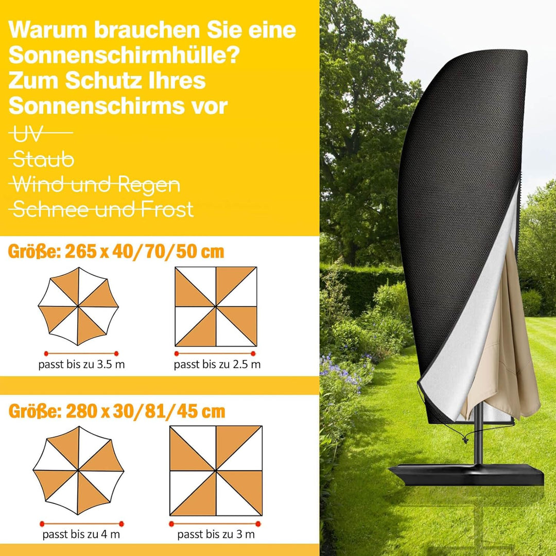 Reinalin Sonnenschirm-Abdeckung, für den Garten, wasserdicht, winddicht, UV-beständig, reissfest, Sc