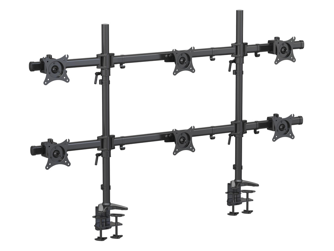 HFTEK - Tischhalterung für 6 Monitore von 15 bis 27 Zoll 5kg pro Arm VESA 75/100 Monitor Mount Drehb