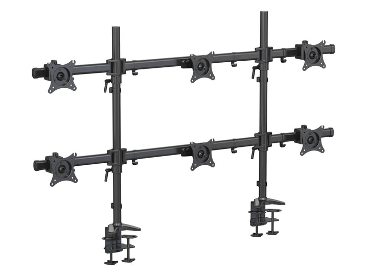 HFTEK - Tischhalterung für 6 Monitore von 15 bis 27 Zoll 5kg pro Arm VESA 75/100 Monitor Mount Drehb