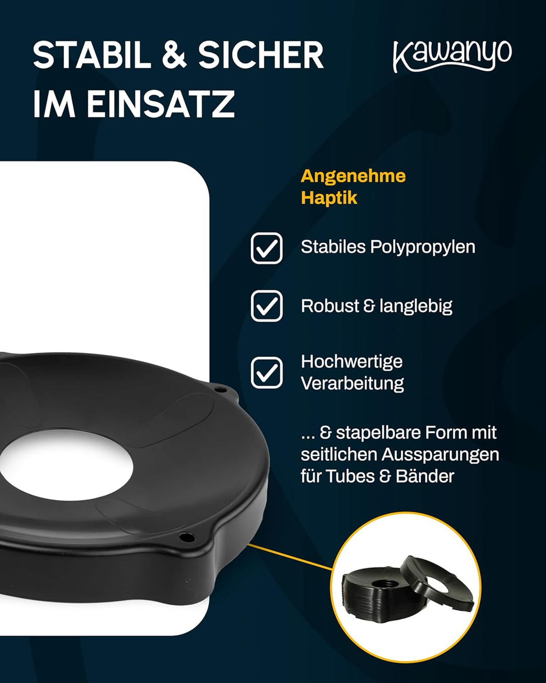 Ballschale für Gymnastikbälle als Wegrollsperre zum sicheren Trainieren – Gymnastikball Halterung ge