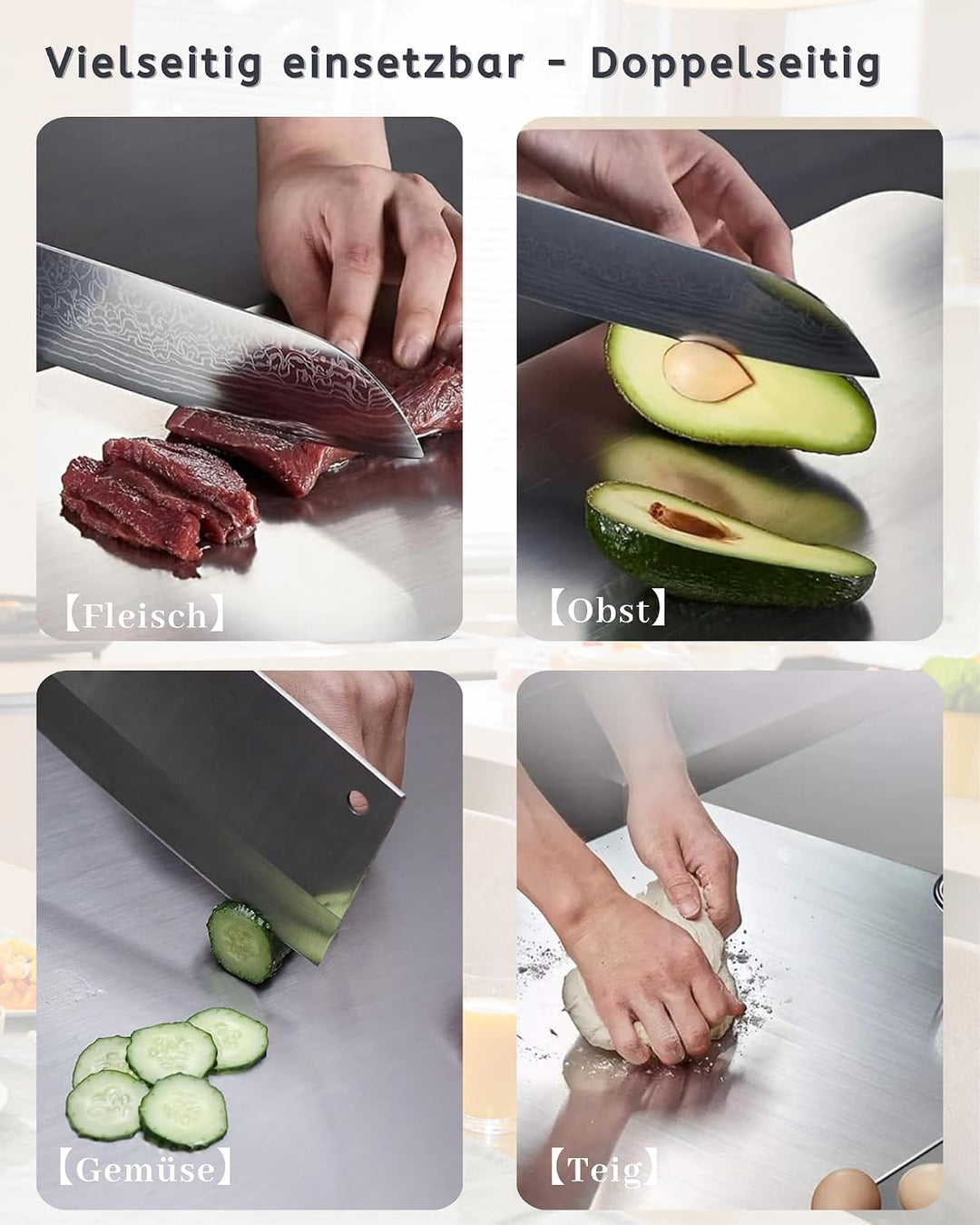 JanYoo Titan Schneidebrett, Edelstahl Schneidebrett Titanium Cutting Board | 30x40cm,2mm Schweres, K