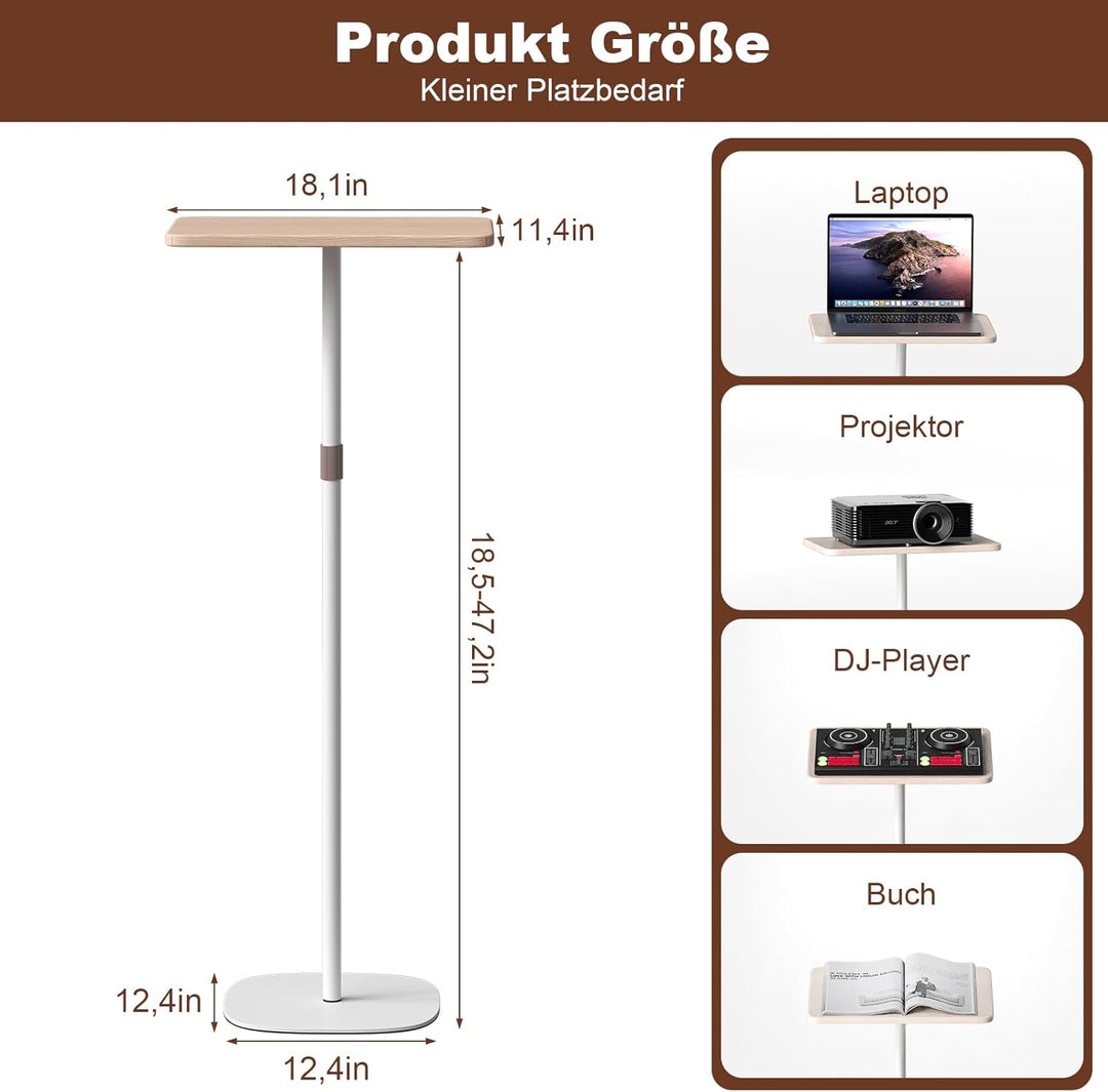 DFENG Stehpult Höhenverstellbar Schreibtisch Mobiler Stehtisch mit 46–120cm Laptop Ständer, Beweglic