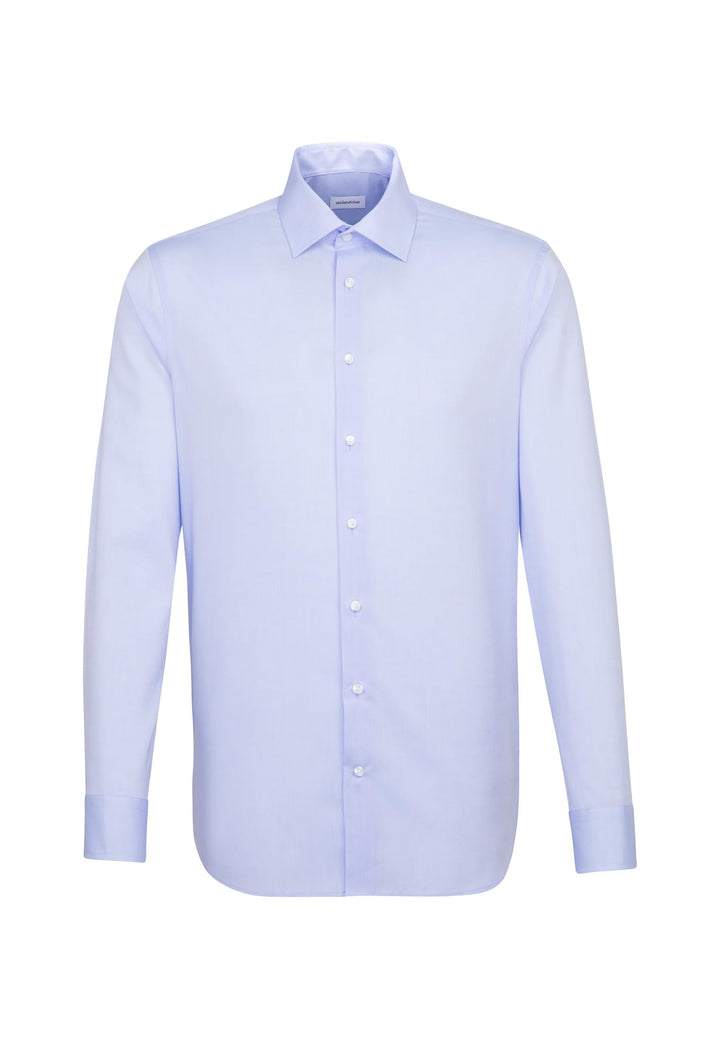 Seidensticker Herren Slim Fit Bügelfrei Business Kent Langarm Businesshemd 36 Blau (Chambray Hellbla