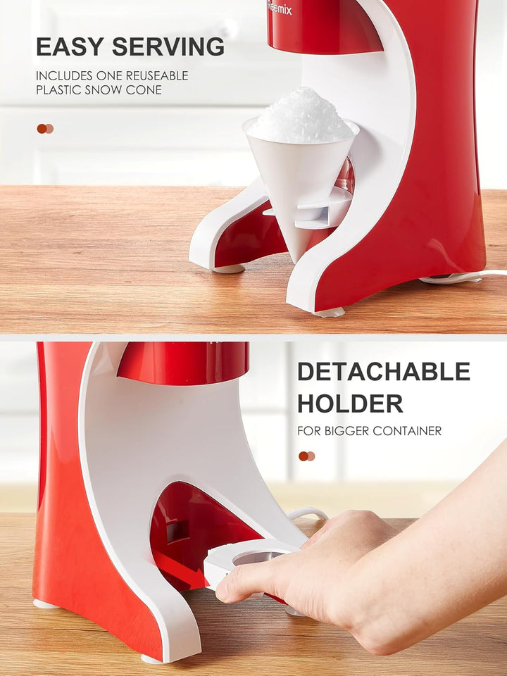 Reemix Elektrische Shaved Ice Maschine – Profi-Edelstahlklingen für Snow Cones & Slushies – Rutschfe