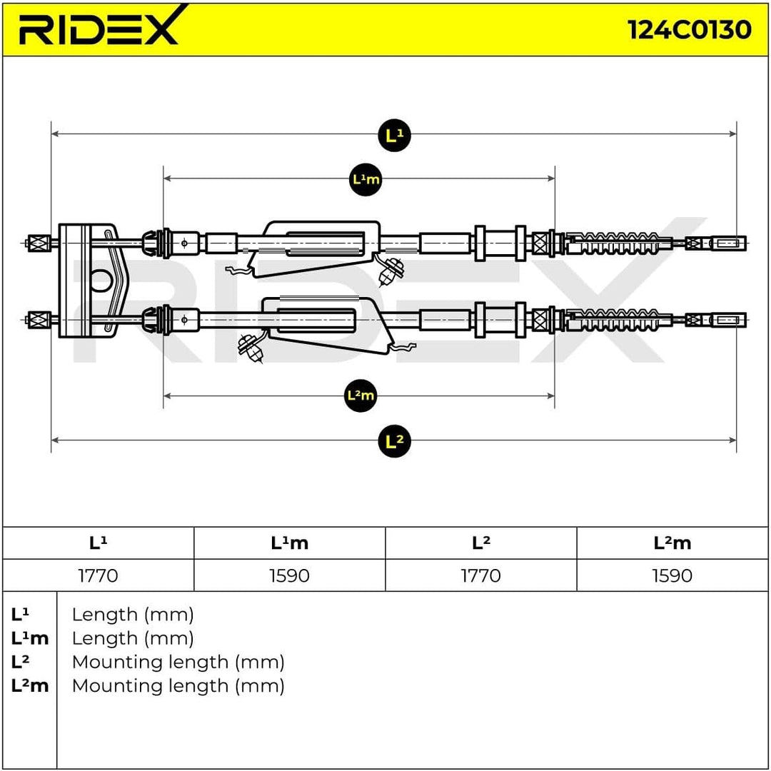 RIDEX 124C0130 Seilzug, Feststellbremse Seilzug Feststellbremse, Handbremsseil, Bremsseil hinten