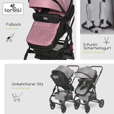 Lorelli Kinderwagen Alba 2 in 1 mit Liegeposition, Kombikinderwagen, Baby Buggy klein zusammenklappb