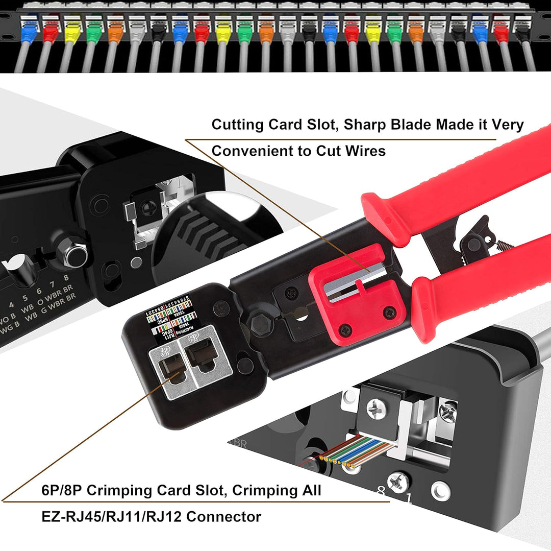 MAYLINE RJ11 RJ45 Cat5 Cat6 Netzwerkkabelprüfgeräte Reparaturwerkzeuge Abisolierschneider, Crimpen d