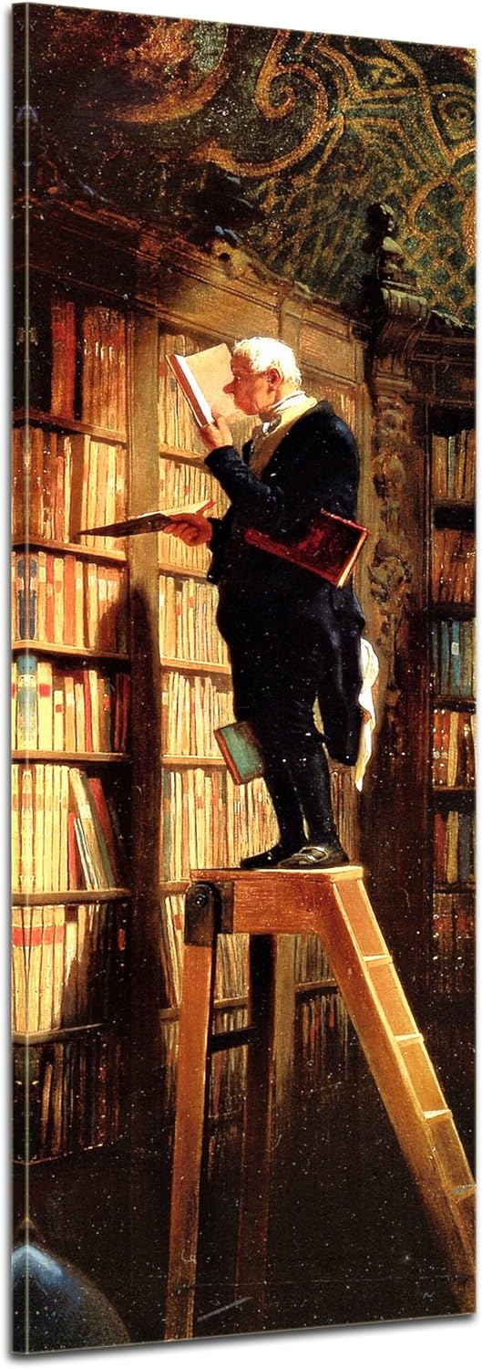 Bilderdepot24 Bild auf Leinwand | Carl Spitzweg Der Bücherwurm in 40x120 cm als Wandbild | Wand-deko