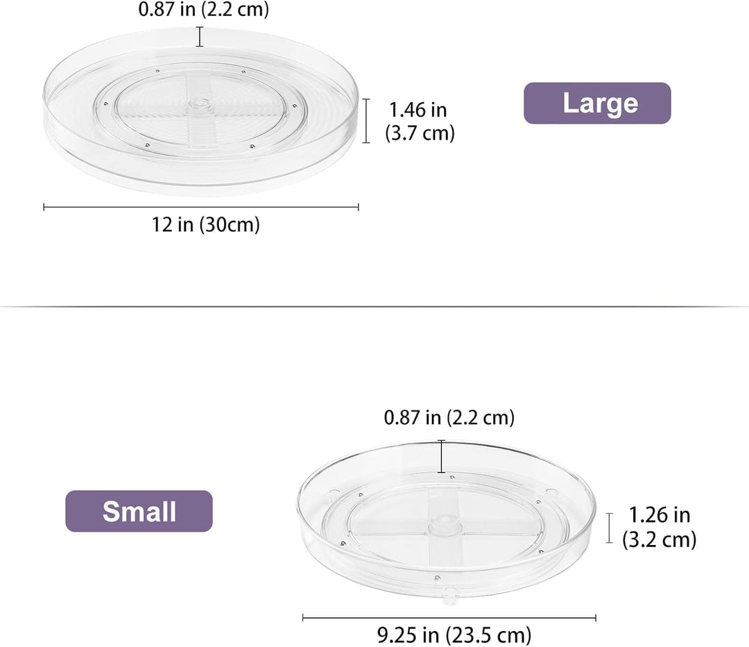 Puricon 2 Stück Drehplatte Küchen Organizer, Drehteller für Kühlschrank Drehscheibe, Transparent Dre