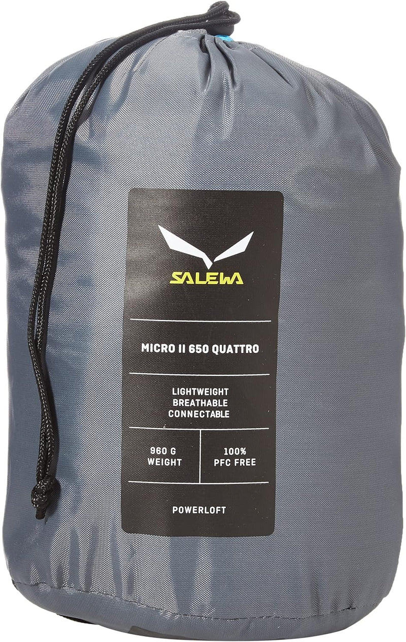 Salewa Micro Ii 650 Quattro Powerloft Sleeping Bag Schlafsack 185 cm (RIGHT) BLUE DANUBE, 185 cm (RI